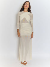 Cecilia Mesh Maxi Dress In White 9