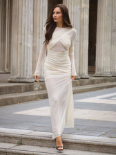 Cecilia Mesh Maxi Dress In White 5