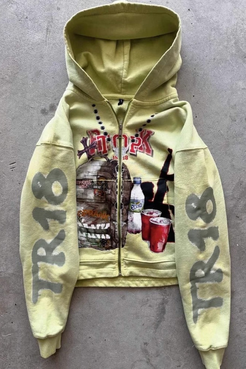 American Graffiti Print Zip Hoodie