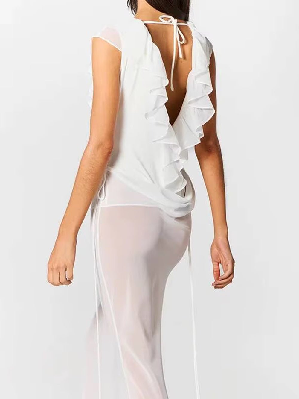 Celeste Ruffled Plunge Gown Dress