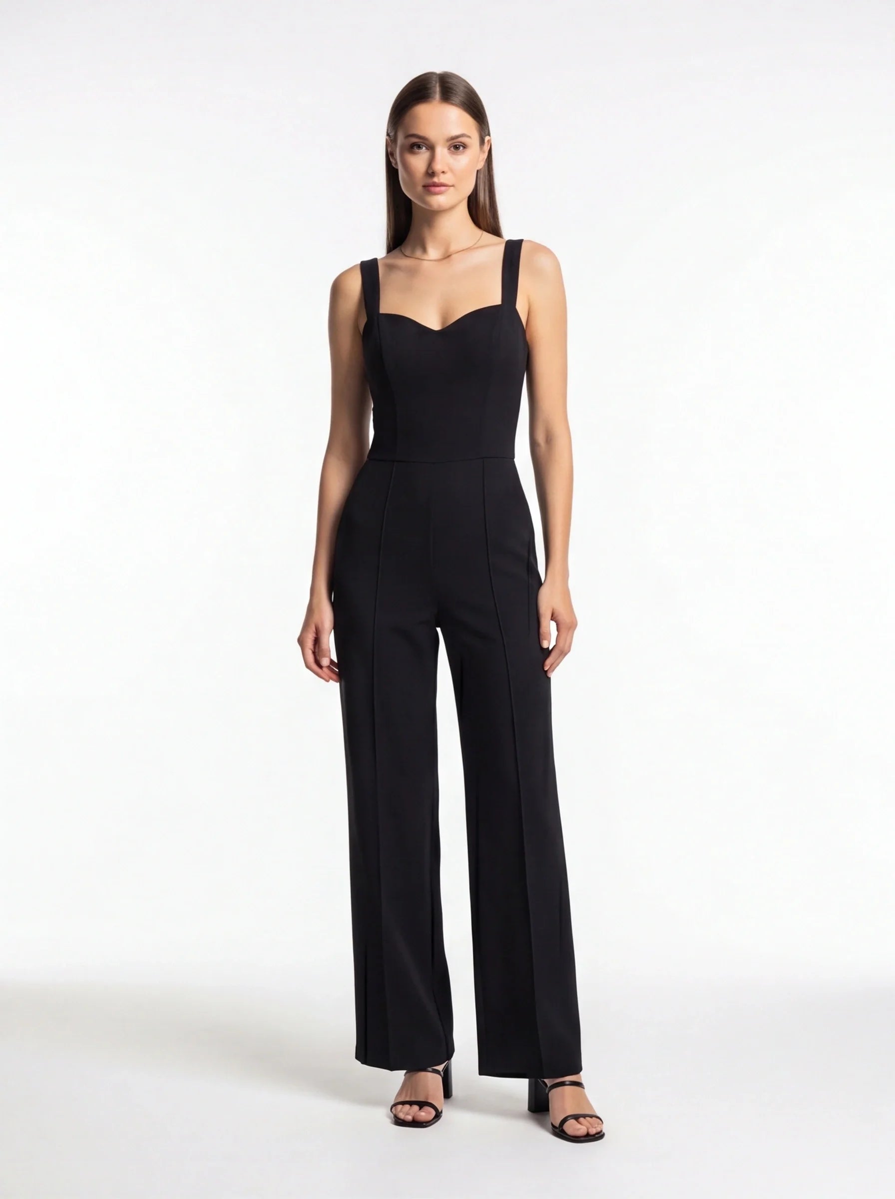 Elegant Black Women's Jumpsuit with Tailored Fit and Pockets