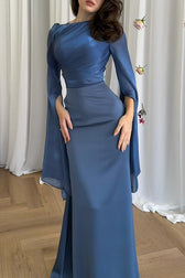 Liora Ruched Organza Satin Patchwork Long Bell Slit Maxi Dress - View 9