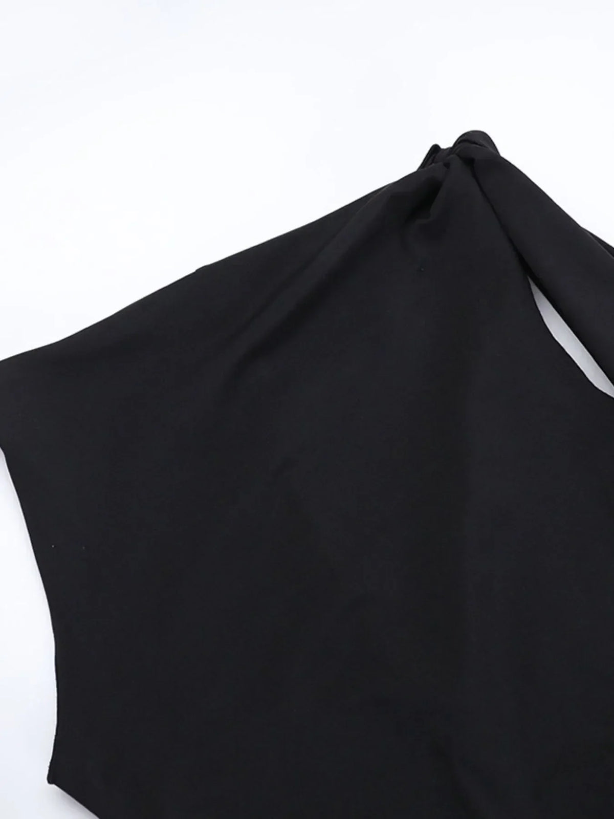 One Shoulder Knot Tie Drape Sleeveless Bodycon Maxi Dress 15