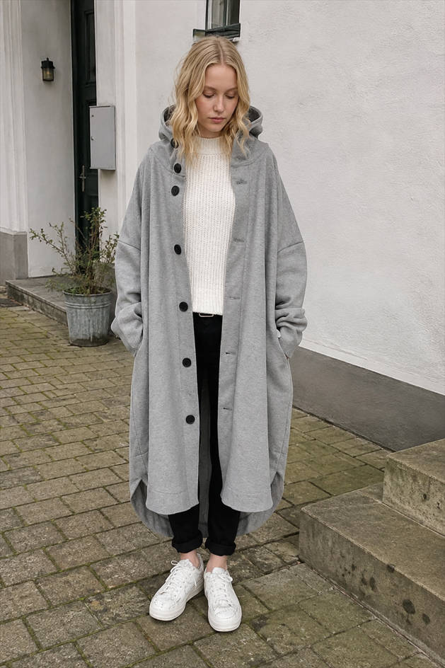 Oversized Hooded Button Front Longline Coat 4