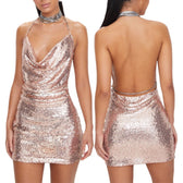 Self Love Metallic Mesh Crystal Straps Mini Dress