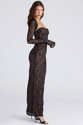 Sheer Lace Strapless Mermaid Bodycon Lace Dress