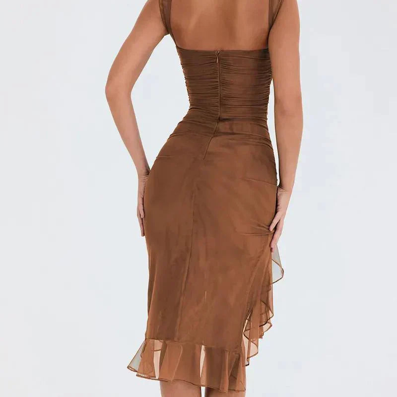 Midi Encarnación Dress with Ruffles for Women Holiday Party Outfit