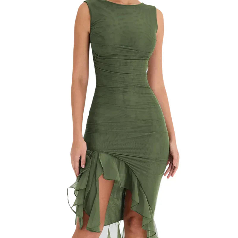 Midi Encarnación Dress with Ruffles for Women Holiday Party Outfit