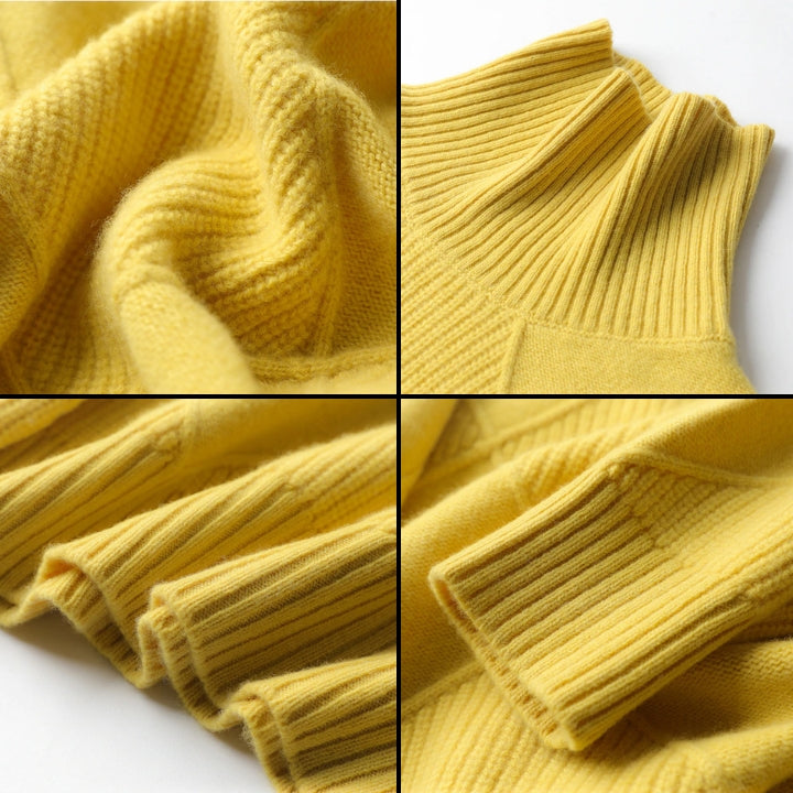 Turtleneck Long Sleeve Argyle Textured Knit Sweater