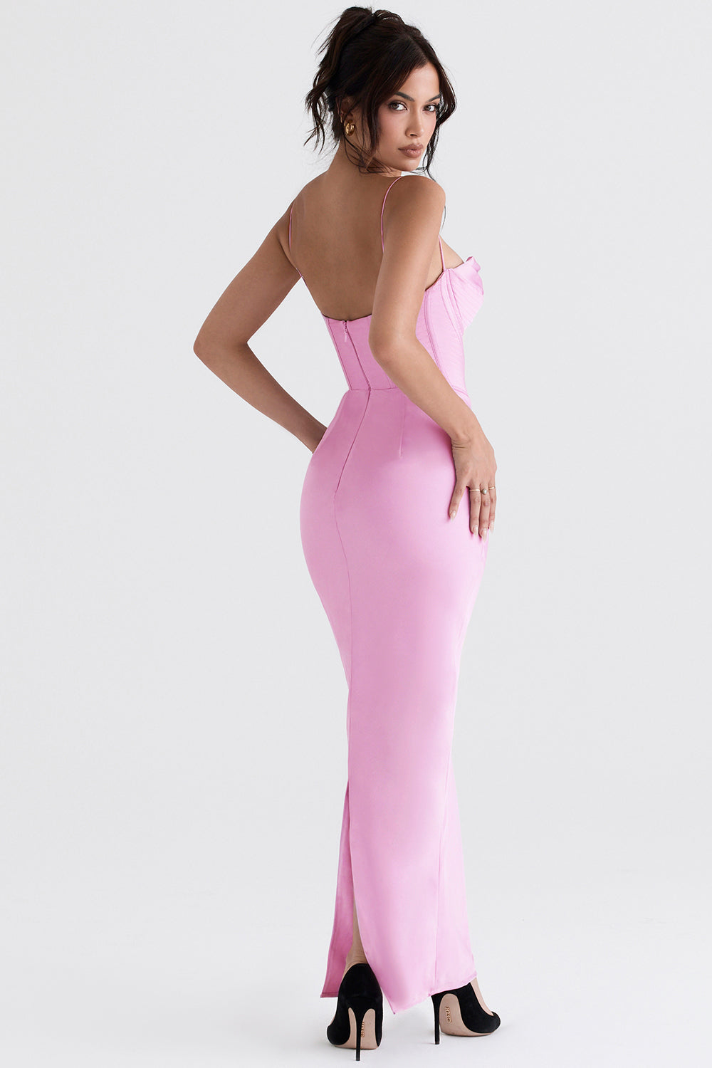 Cowl Neck Satin Corset Bodice Cami Bias Cut Maxi Dress 7