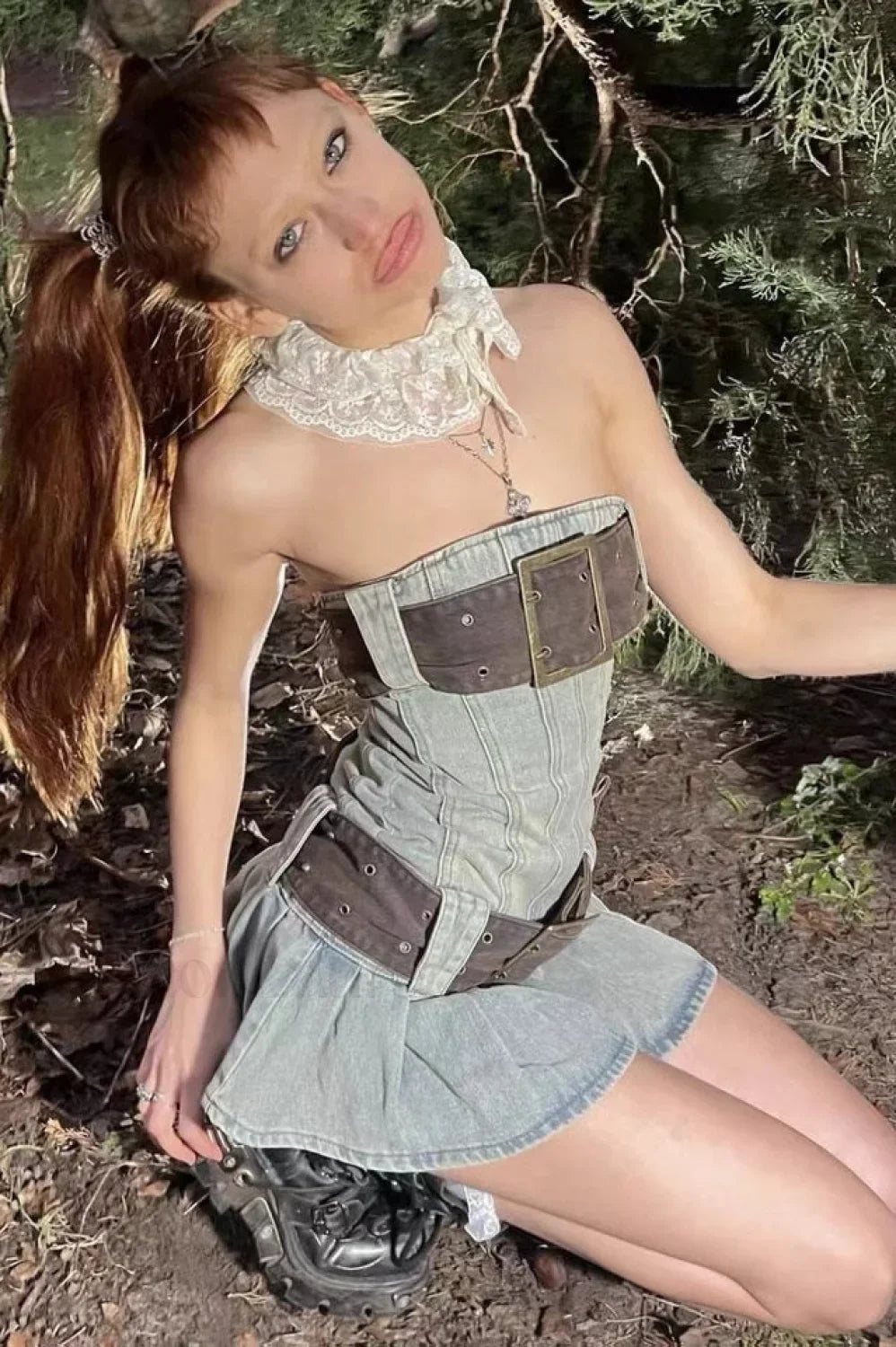 Chelsea Denim Stylish Kilt Mini Dress