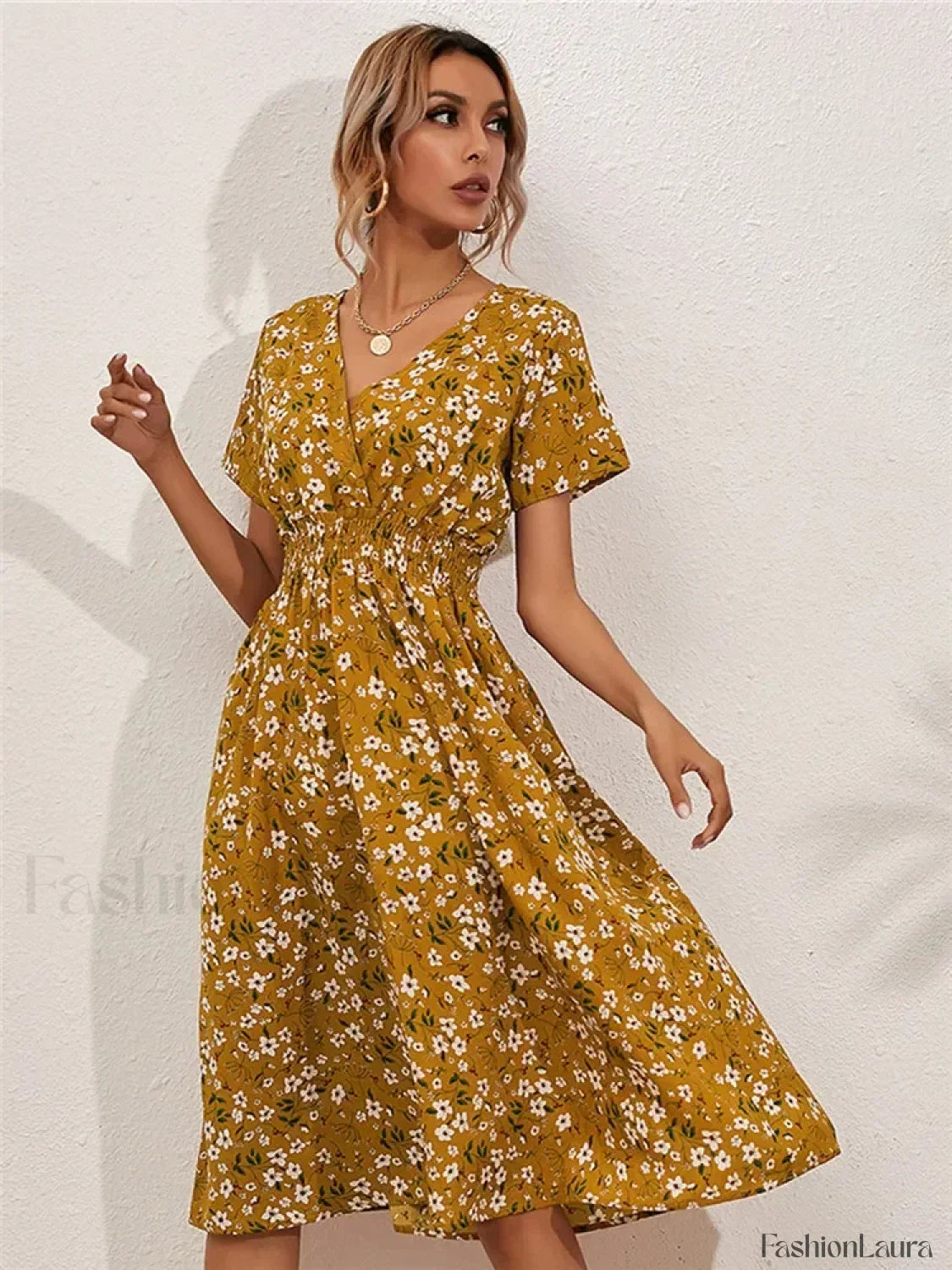 Chic Summer Fashionable Floral Navy Sleeveless Elegant Holiday Midi Dress