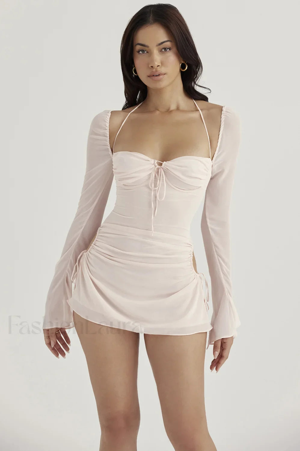 Chiffon Halter Stylish Mini Dress