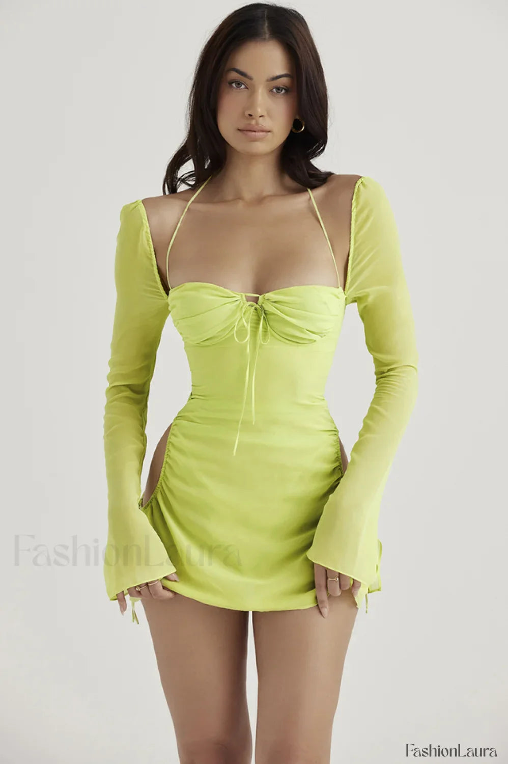 Chiffon Halter Stylish Mini Dress
