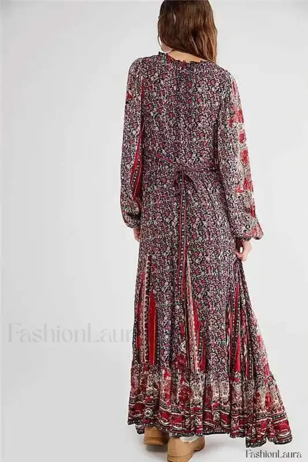 Chiffon Lantern Sleeve Boho Dress