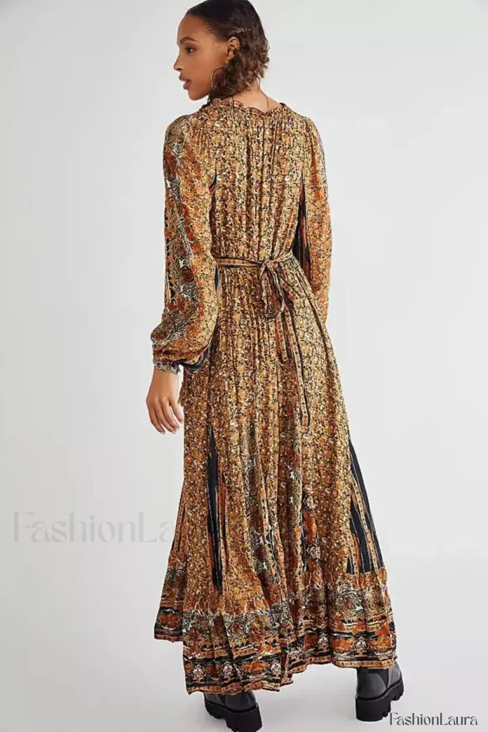 Chiffon Lantern Sleeve Boho Dress