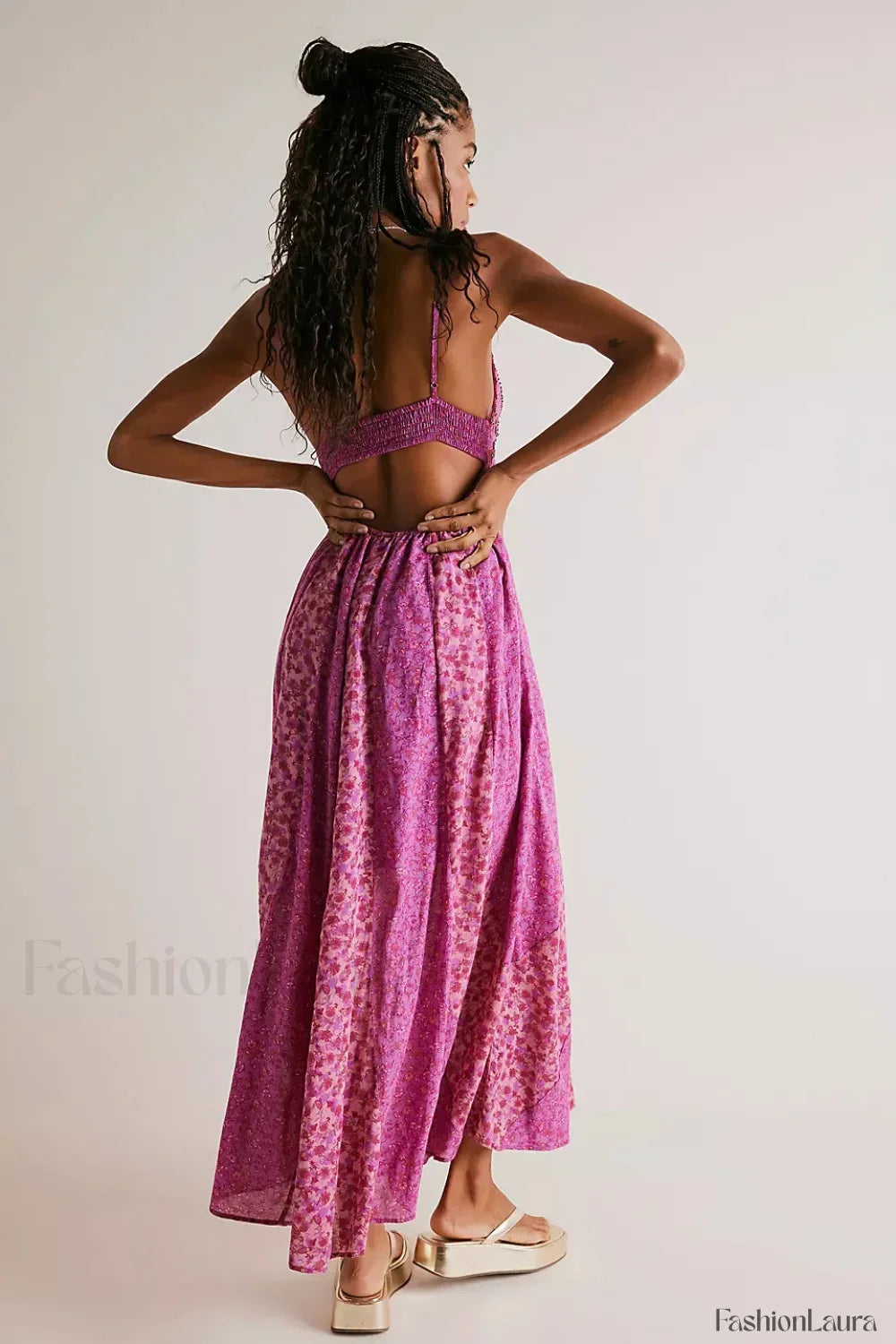 Chiffon Strap Backless Boho Dress