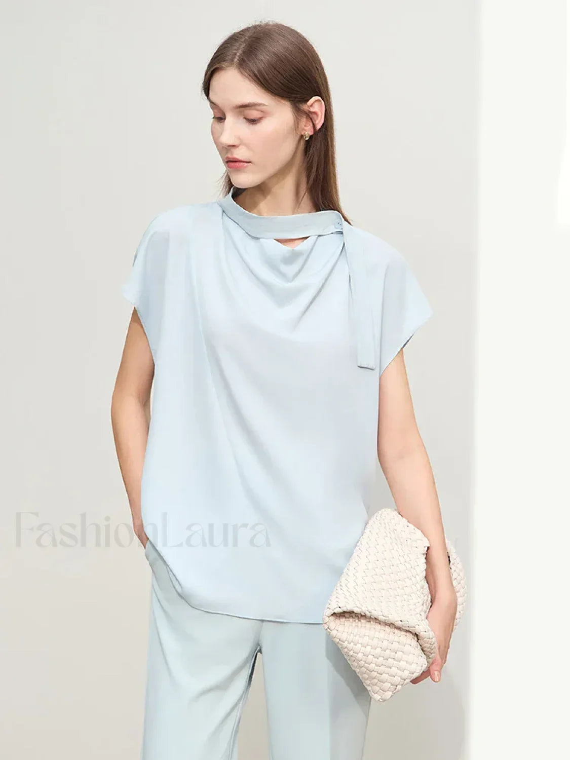 Chiffon Tie Neck Blouse T-Shirt