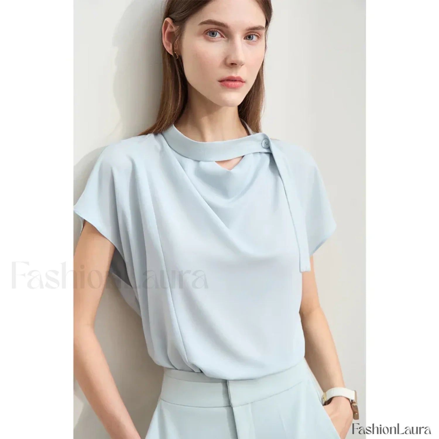 Chiffon Tie Neck Blouse T-Shirt