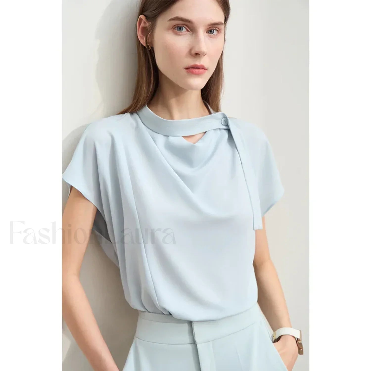 Chiffon Tie Neck Blouse T-Shirt