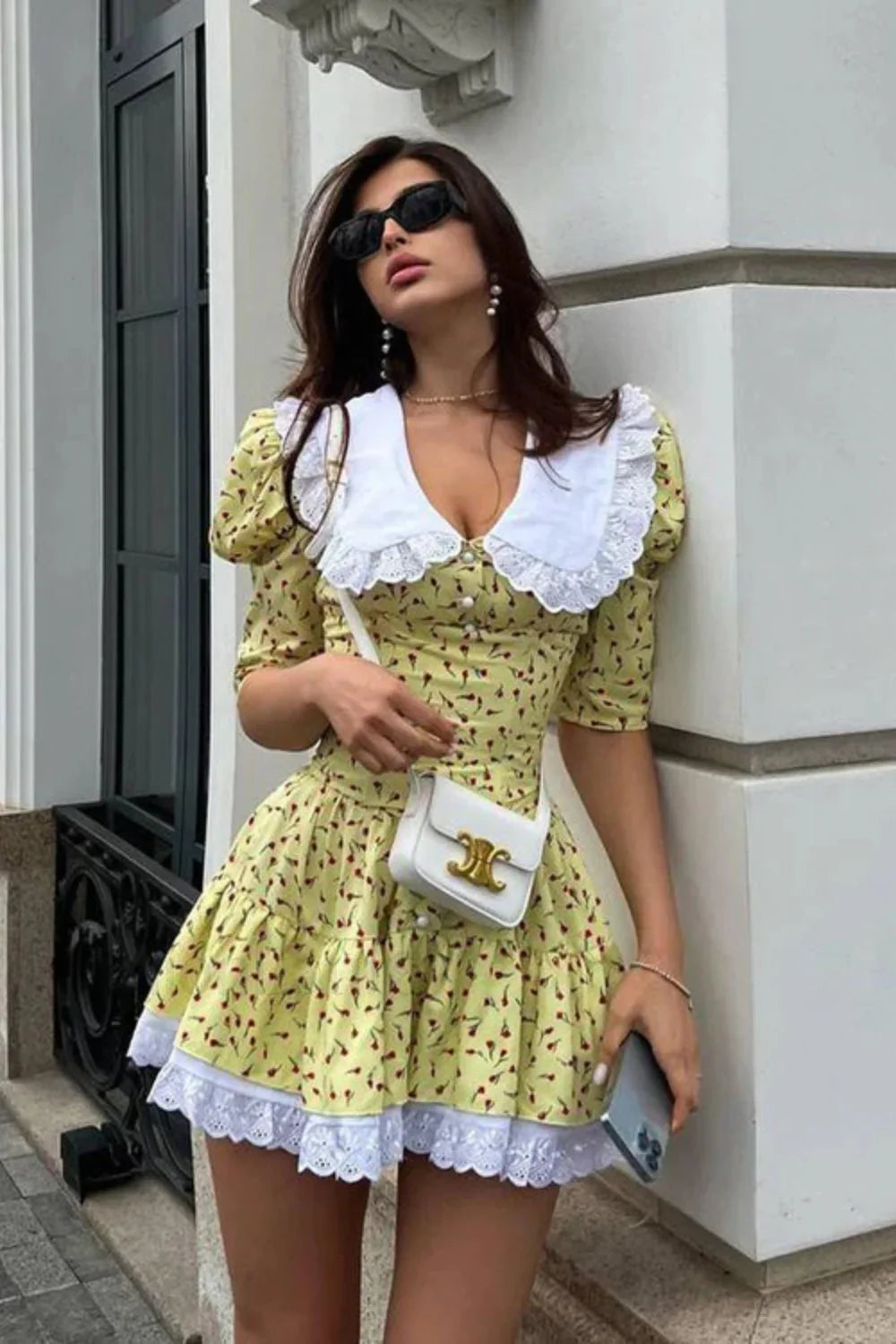 Cinched Babydoll Flora Mini Dress