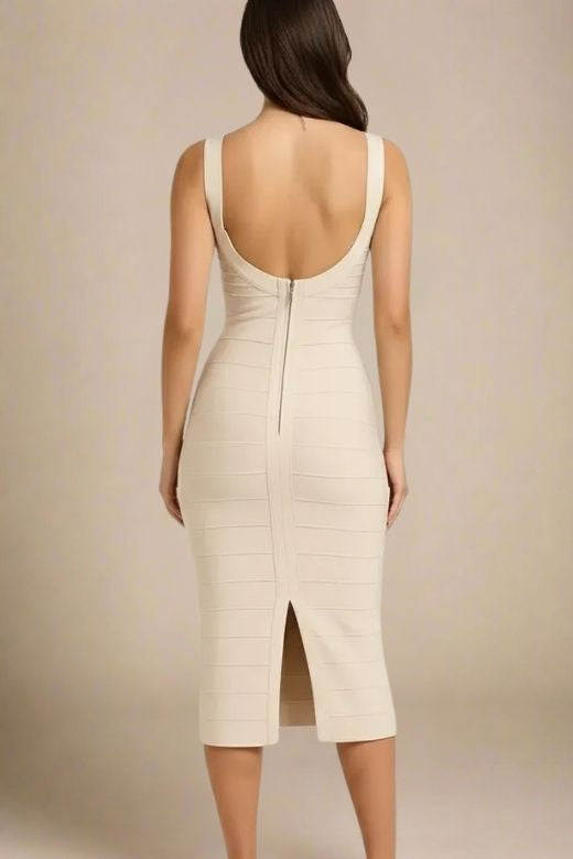 Cindy Bandage Midi Dress - Cream