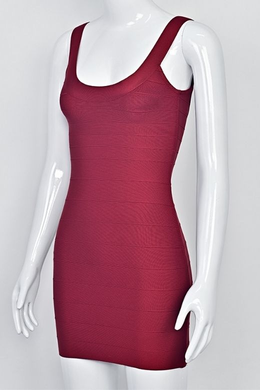 Cindy Bandage Mini Dress - Red Wine