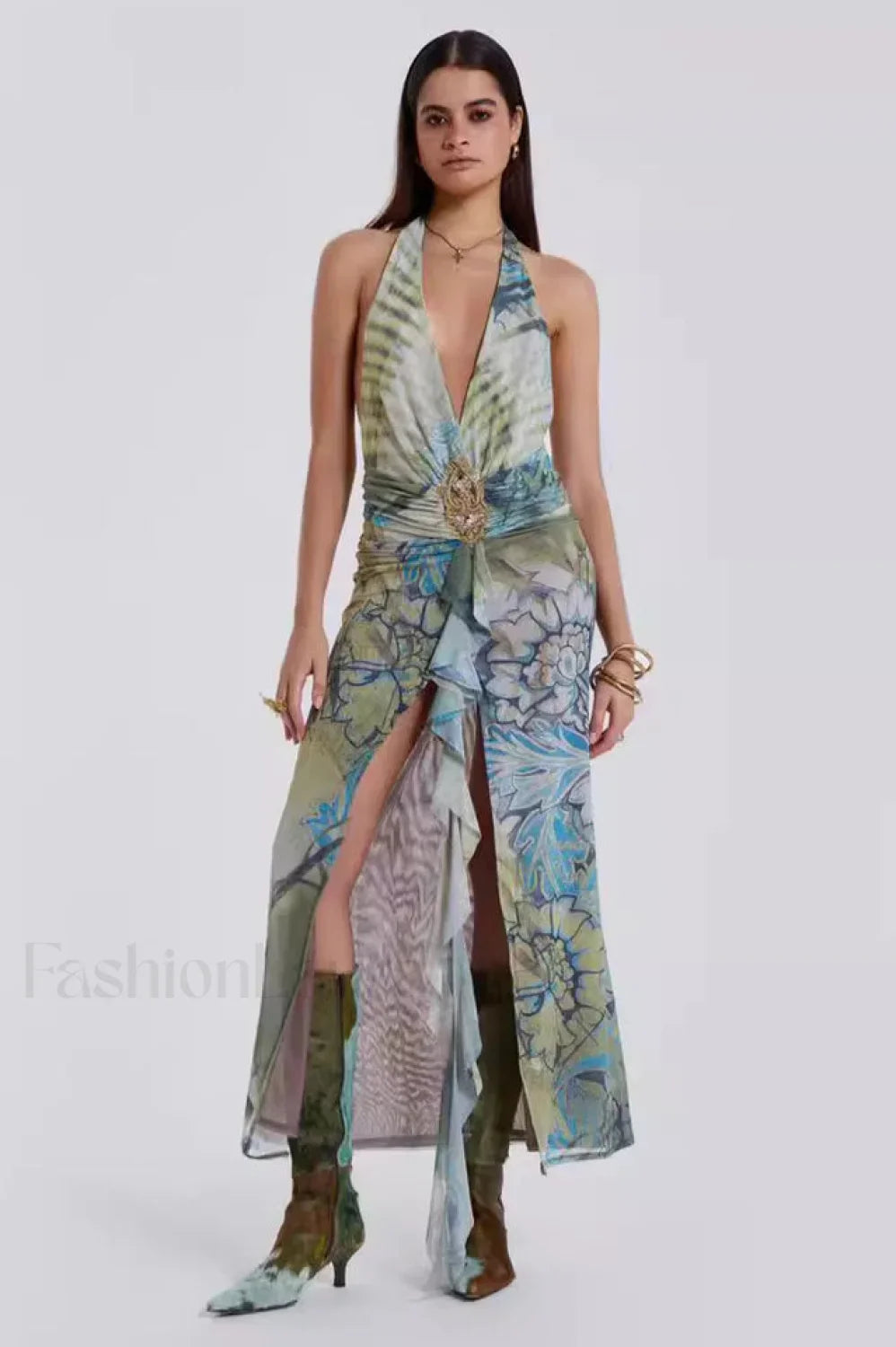 Cindy Plunge Stylish Maxi Dress