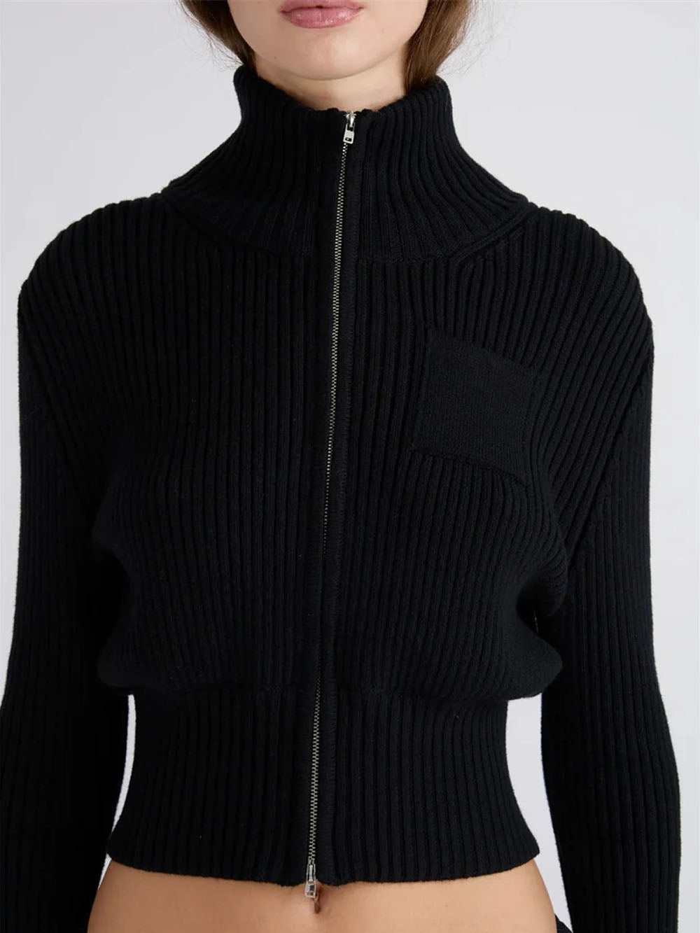 Claire Zip Turtleneck Knit Cardigan