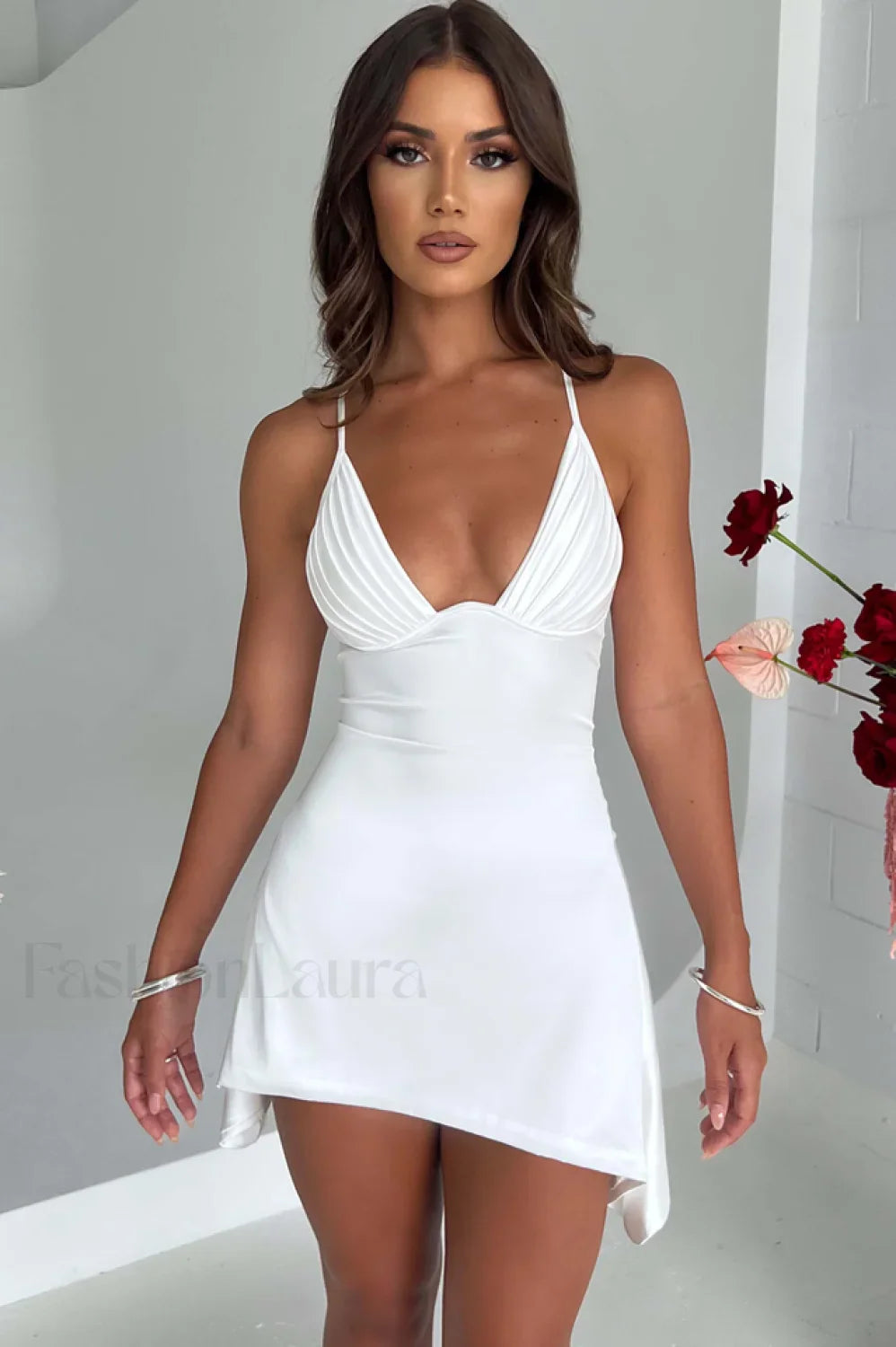 Clarise Elegant Mini Dress XS / Ivory