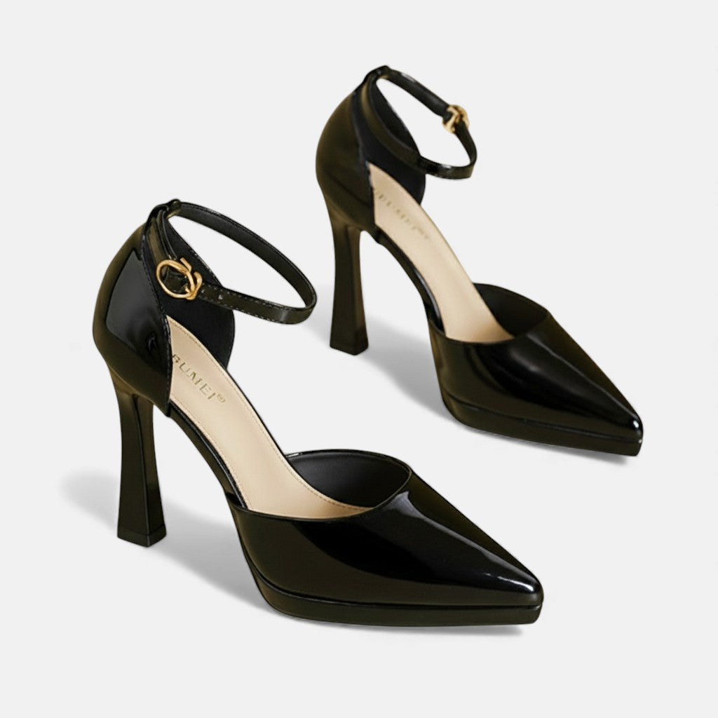 Pointed Toe Ankle Strap Platform Stiletto Pumps