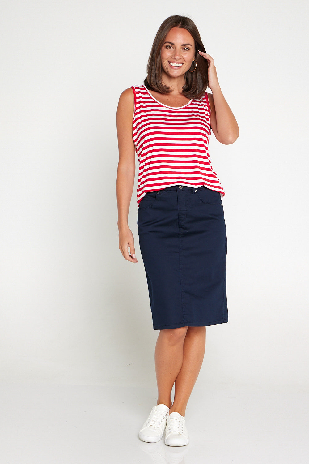 Basic Cotton Tank - Red Stripe