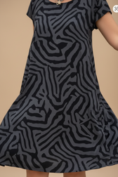 Animal Print Short Sleeve Pocket A-Line Midi Dress 25