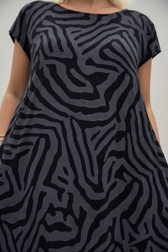 Animal Print Short Sleeve Pocket A-Line Midi Dress 26