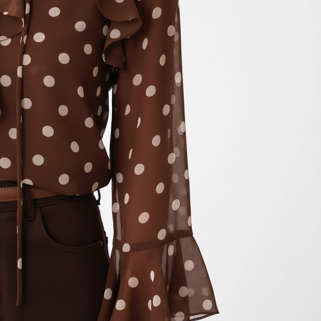 Elegant Vintage Polka Dot Blouse with Soft Fabric and Button Detail