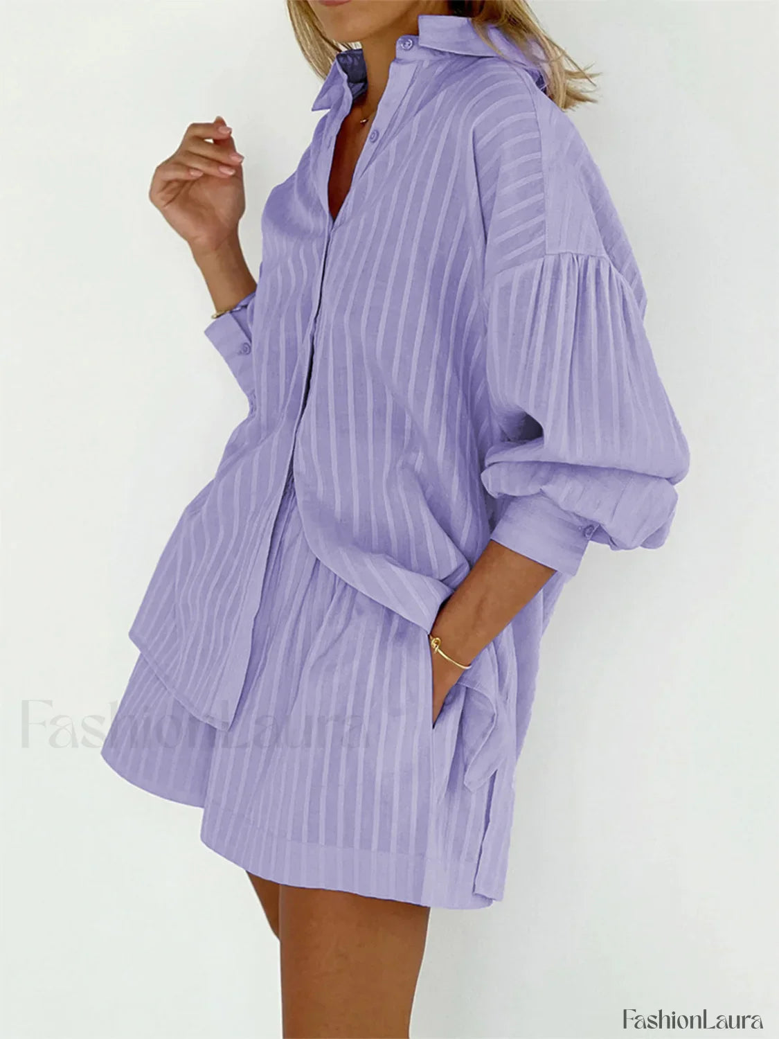 Cloud Nine Pinstripe See Modern Through Two Piece Shorts Set