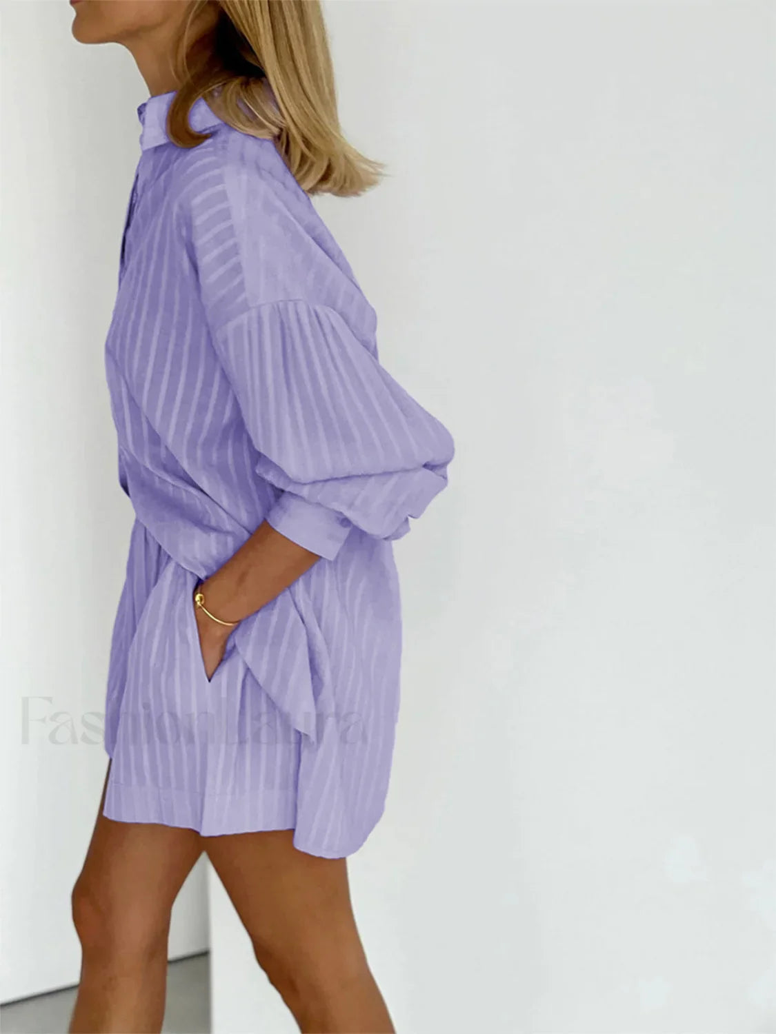 Cloud Nine Pinstripe See Modern Through Two Piece Shorts Set