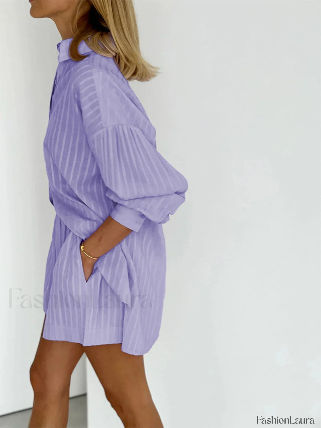 Cloud Nine Pinstripe See Modern Through Two Piece Shorts Set