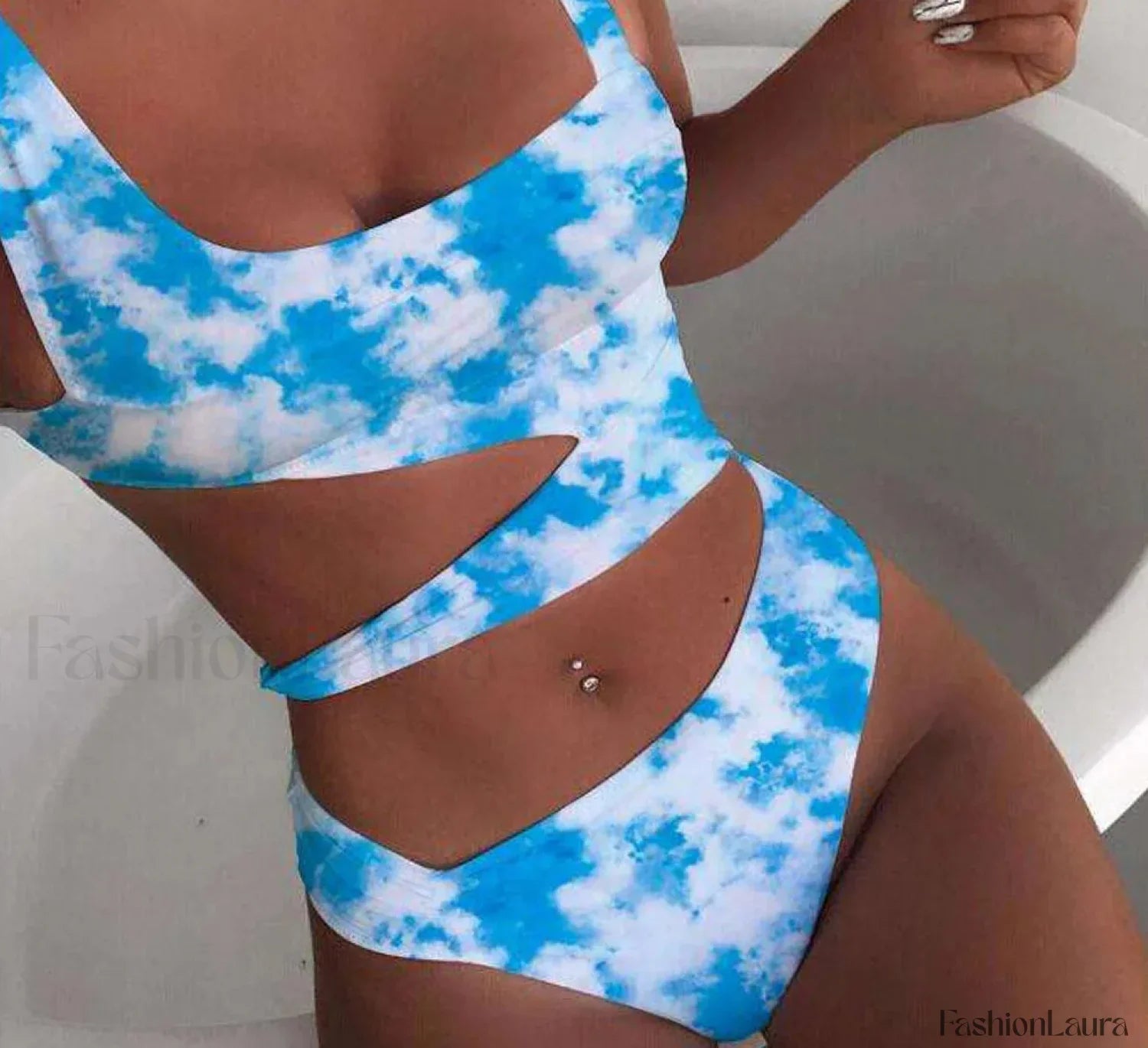 Cloud Print Bandage Push Up One Piece