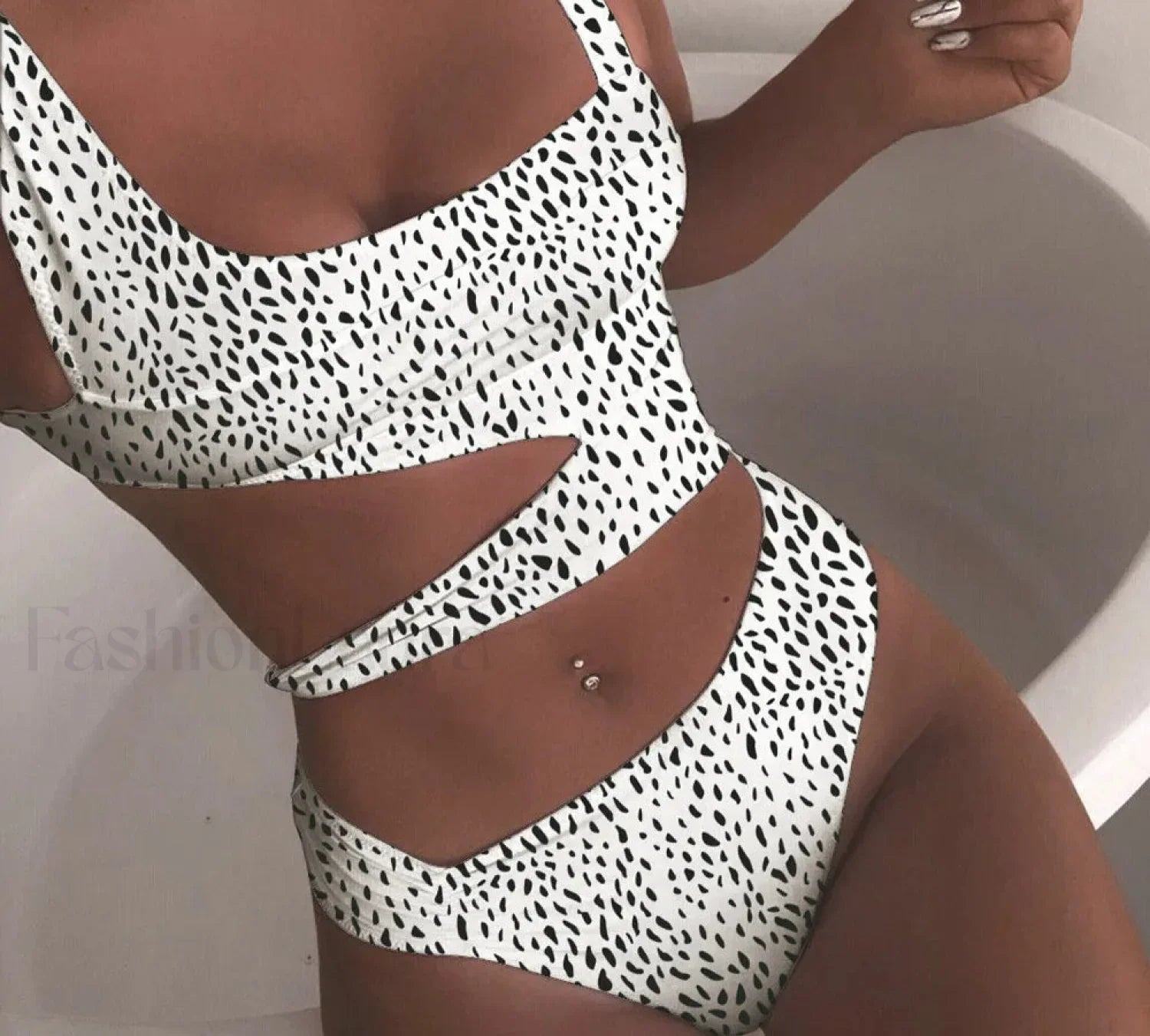 Cloud Print Bandage Push Up One Piece white / S