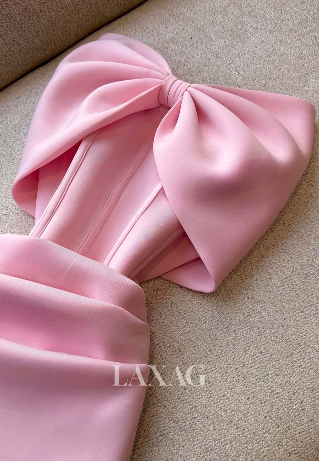 Bow-Sweetheart Off-Shoulder Sleeveless Pleated Satin Short Mermaid Homecoming Dress