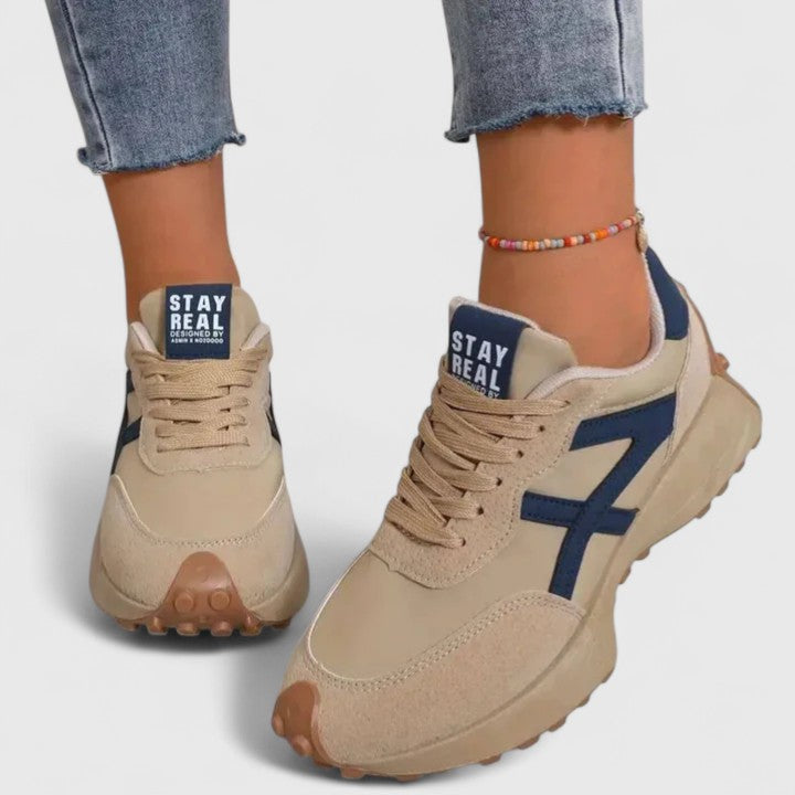Round Toe Lace Up Color Block Chunky Platform Sneakers