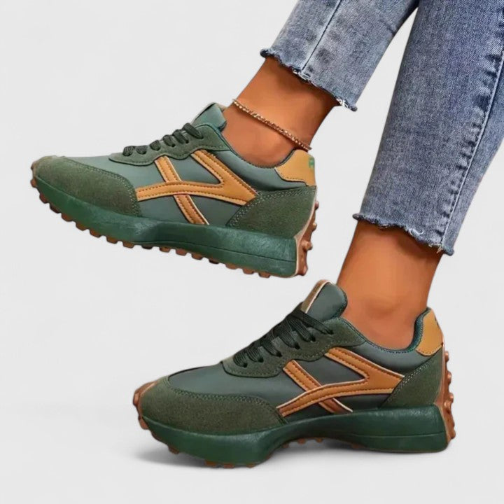 Round Toe Lace Up Color Block Chunky Platform Sneakers