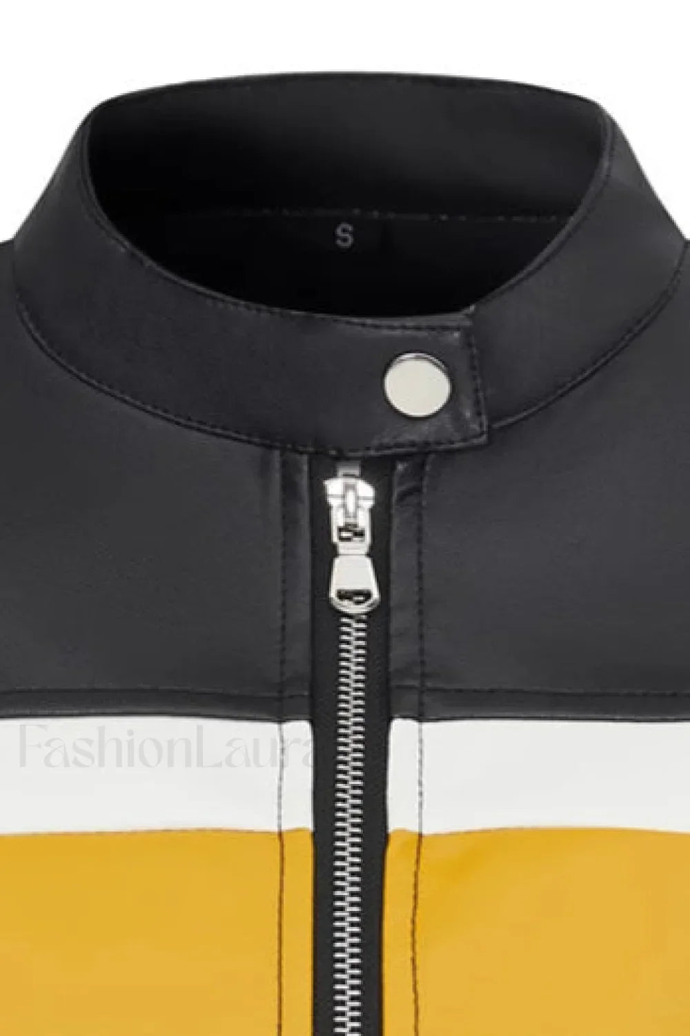 Colorblock PU Cropped Jacket