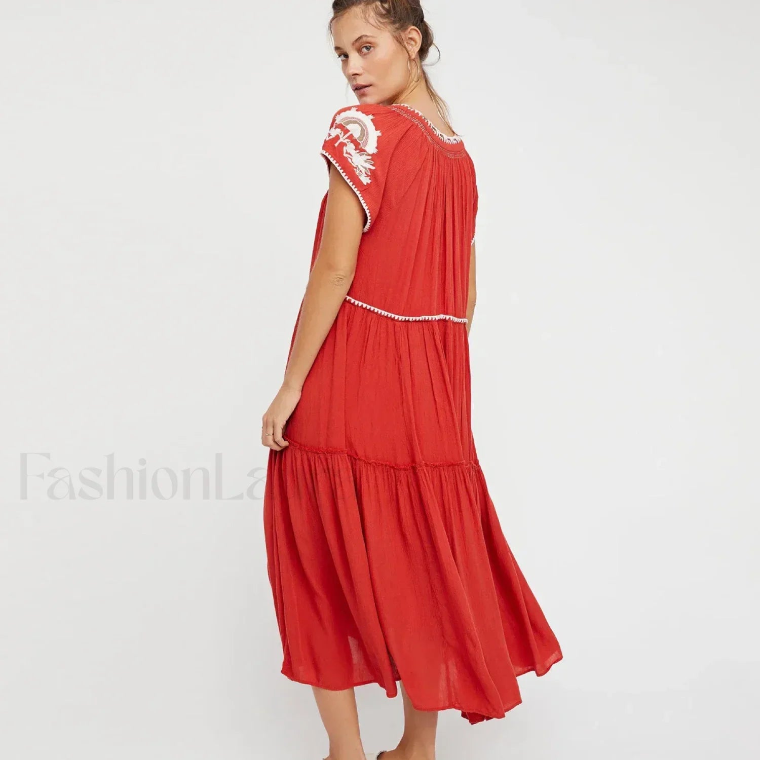 Colorful Tassel Short Boho Dress Red / S