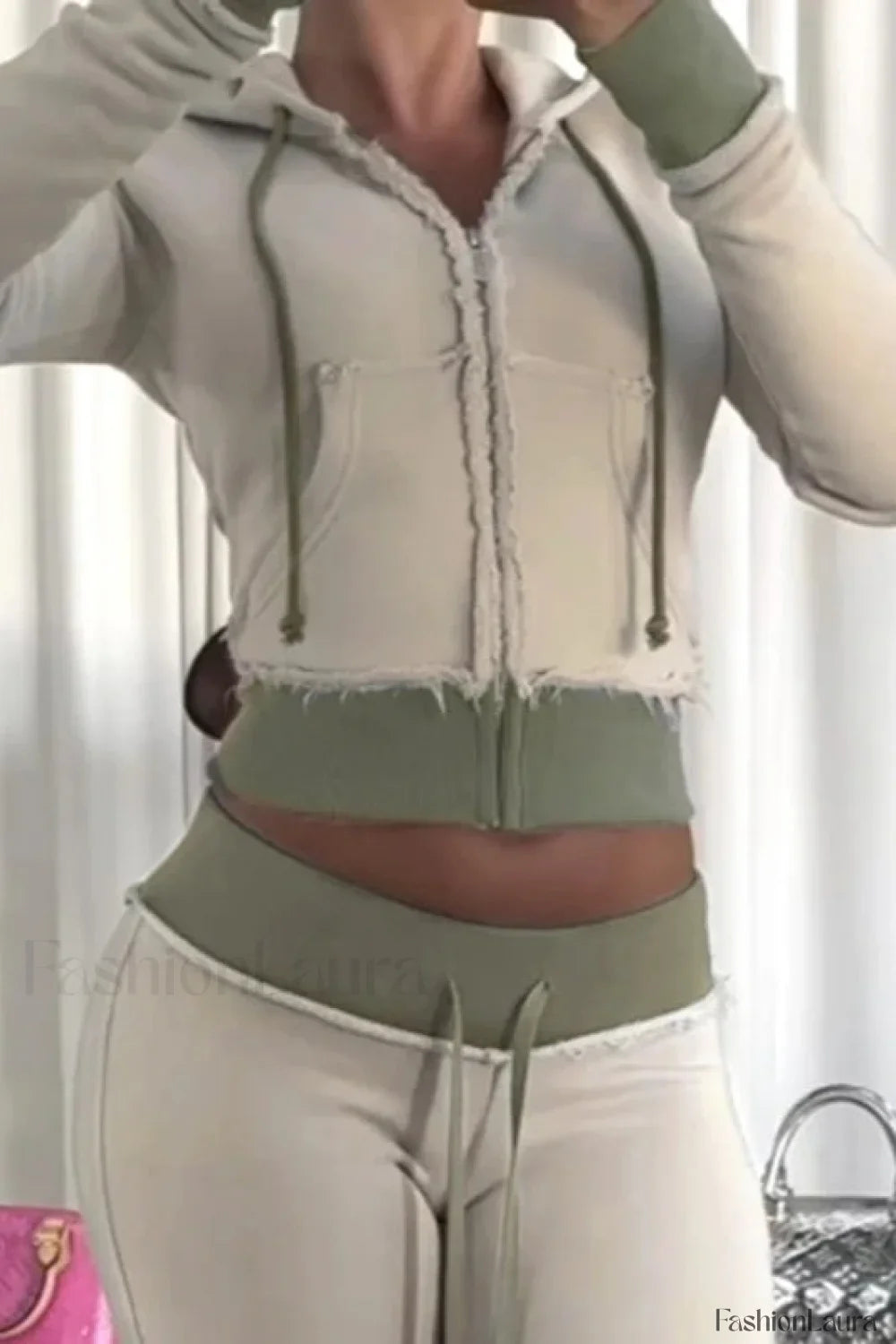 Contrast Color Patchwork Zipper Hoodie