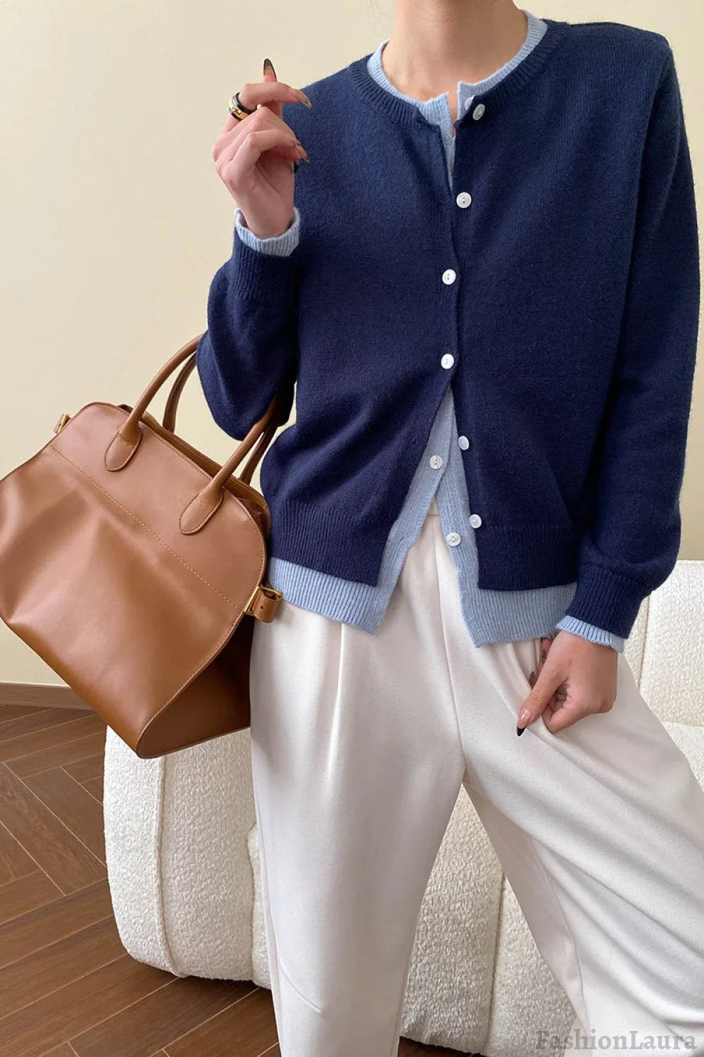 Contrast Panel Layering Cardigan