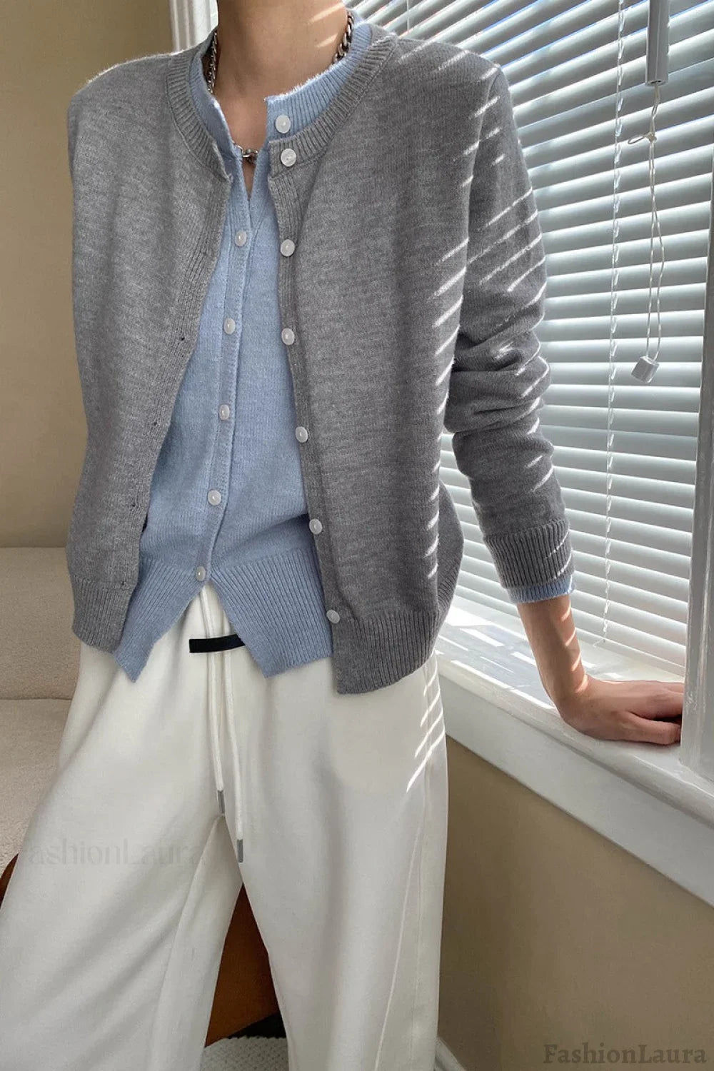 Contrast Panel Layering Cardigan