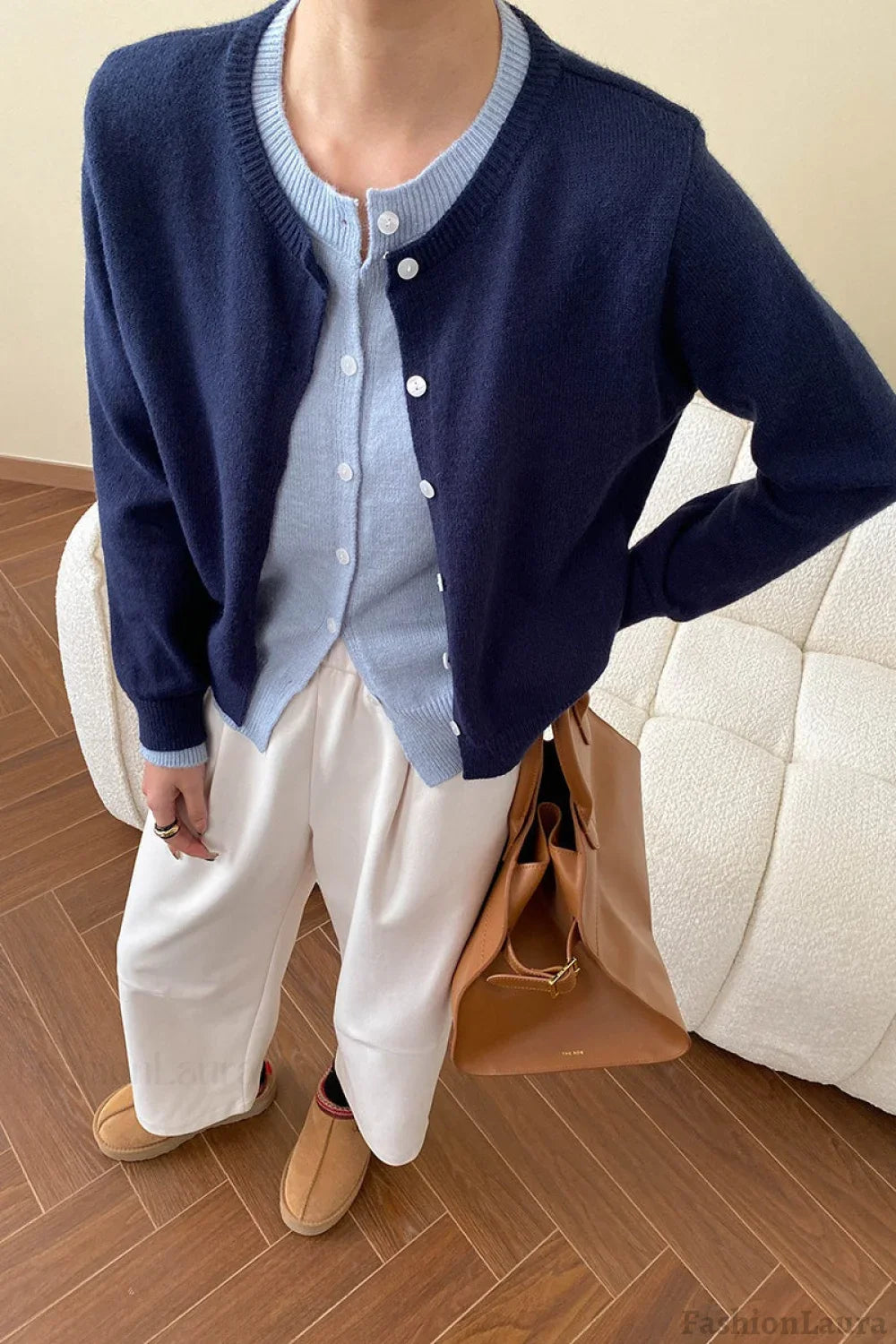 Contrast Panel Layering Cardigan