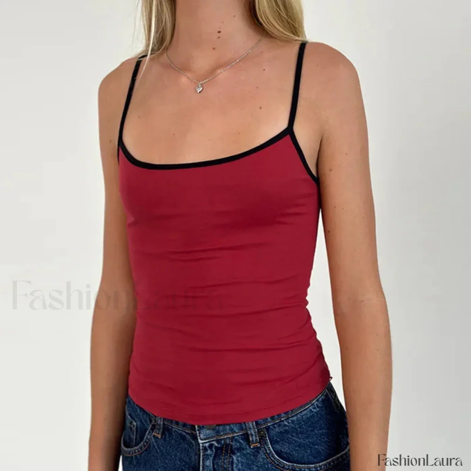 Contrast Spaghetti Strap Crop Top